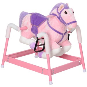 SEVOBAL Toy Vehicles Plush Spring Rocking Horse with Sounds and Foot Stirrups for Kids Fun and Balance, Pink, 28.3"*20.5"*29.5" - 1 of 4