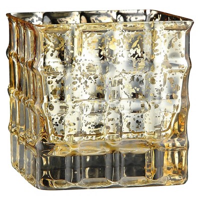 Glass Candleholder Gold - Diamond Star