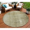 Taupe Beige And Chocolate Abstract Washable Indoor Outdoor Area Rug - 2 of 4