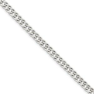 Black Bow Jewelry 6.25mm Sterling Silver Diamond Cut Rambo Flat Curb Chain Bracelet - 1 of 3