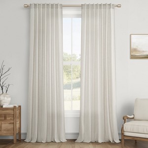 Linen Curtain Rod Pocket Back Tab,Linen Semi Sheer Curtains for Bedroom Set of 2 - 1 of 4