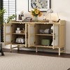 Vynxaria Rustic Decorative Storage Cabinets with Rattan Doors - Versatile Sideboard in Black/Natural/Walnut - 4 of 4