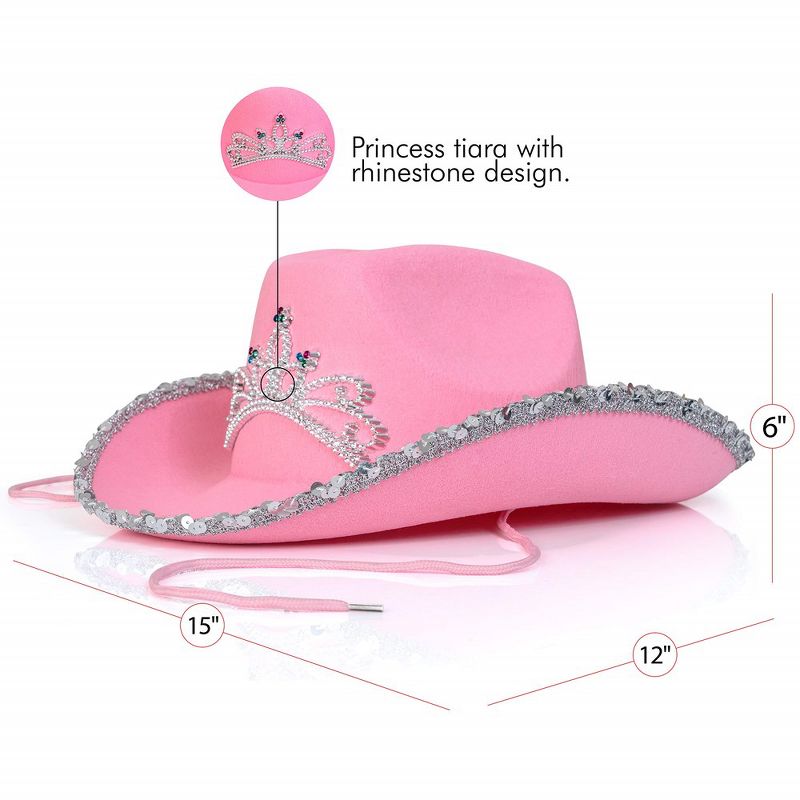 Skeleteen Womens Princess Cowgirl Hat with Tiara - Pink, 6 of 7