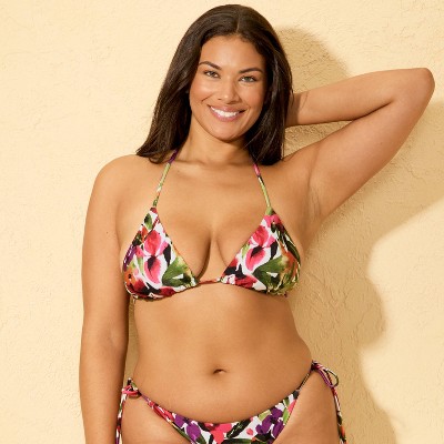 Shade & Shore Women's Floral Print High Shine Triangle Bikini Top - Shade & Shore™ Multi M — фото 4