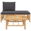 vidaXL 3 Piece Patio Lounge Set with Dark Gray Cushions Bamboo - 3 of 4