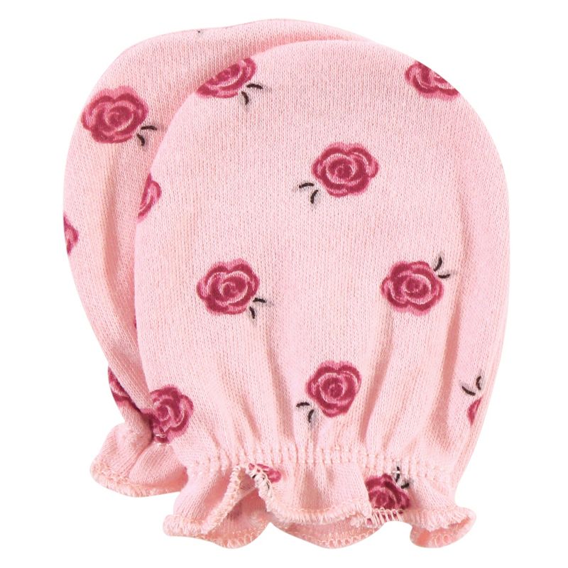 Hudson Baby Infant Girl Cotton Scratch Mittens, Rose, 0-6 Months, 4 of 10