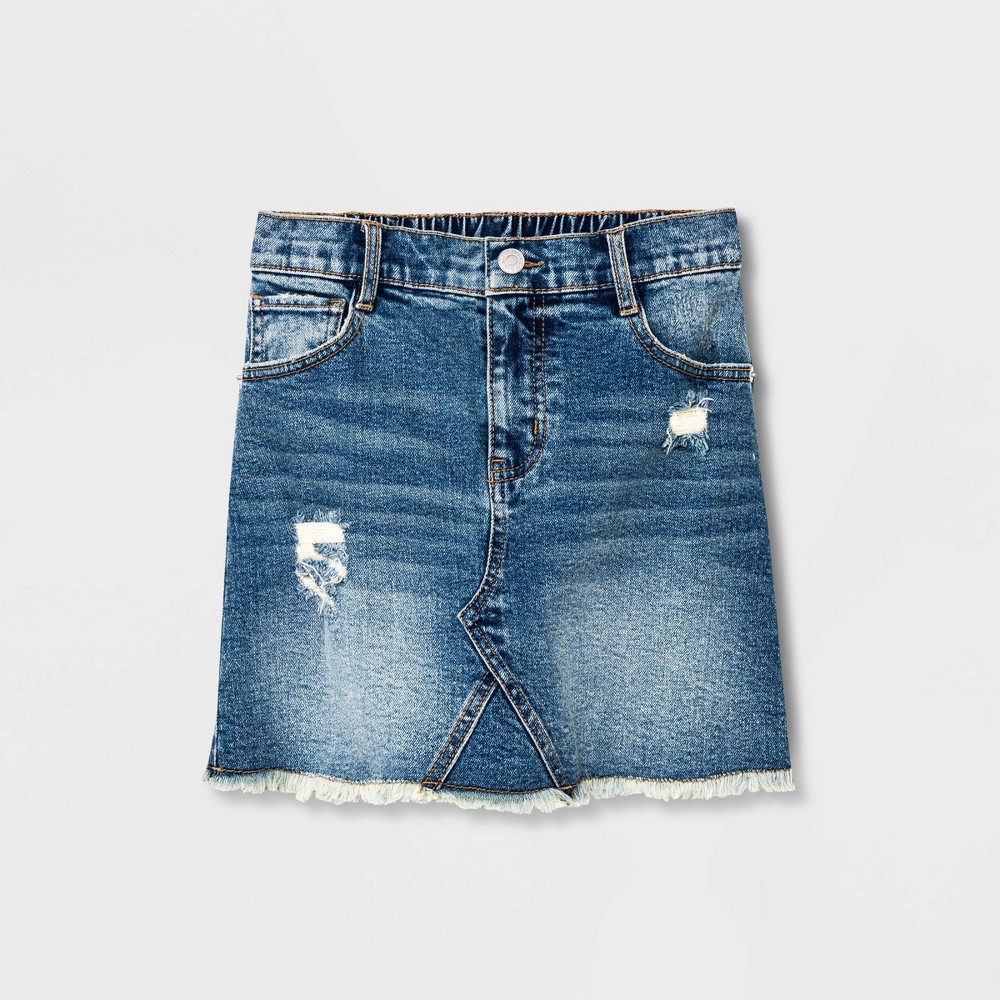 Size Small ( 6/6X ) Girls' Jeans Skirt - Cat & Jack Medium Wash 