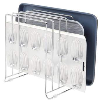 mDesign X-Large Steel Storage Tray Organizer Rack for Kitchen Cabinet