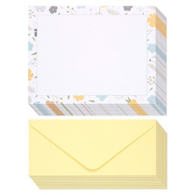 Stationery Paper - 48 Pack Floral Themed Printed Paper with Envelopes printer Handwriting, Letterhead, 8.5x11" Letter-Size Sheets with 4.1x9.2"