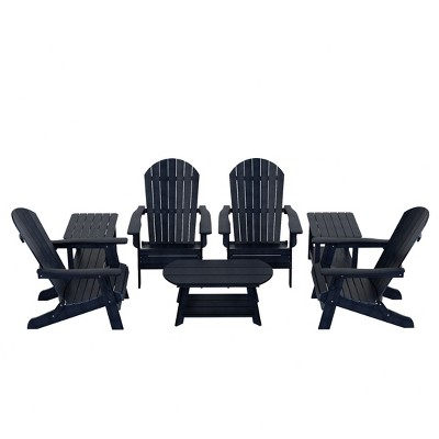 WestinTrends 7-Piece Outdoor Folding Adirondack Chair Conversation Set