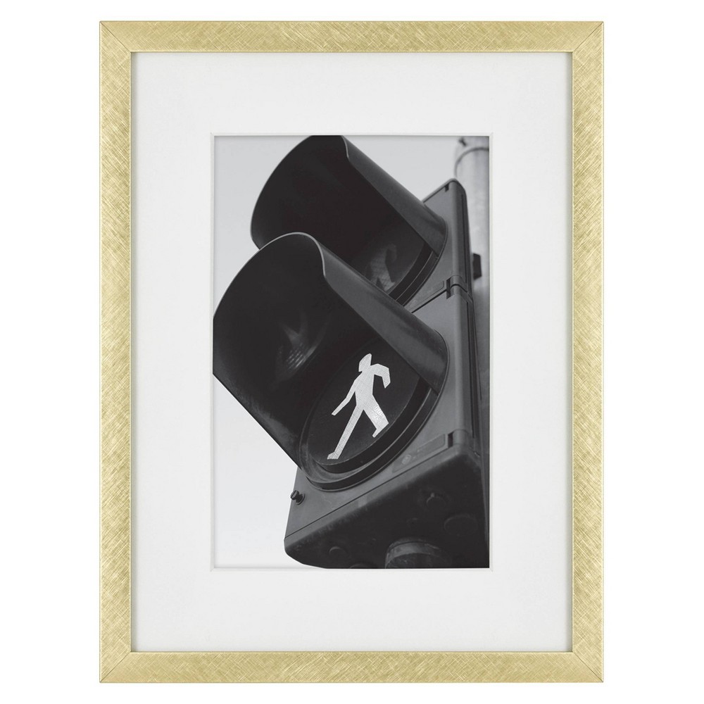 Photos - Photo Frame / Album 6.4" x 8.4" Matted to 4" x 6" Thin Metal Tabletop Frame Brass - Threshold™