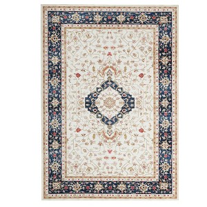 Vintage Rug for Living Room Soft Thin Rug Indoor Floral Print Distressed Rug Aesthetic Rug - 1 of 4