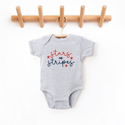 The Juniper Shop Patriotic Stars And Stripes Cursive Baby Bodysuit