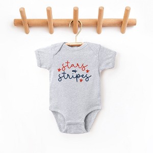 The Juniper Shop Patriotic Stars And Stripes Cursive Baby Bodysuit - 1 of 2