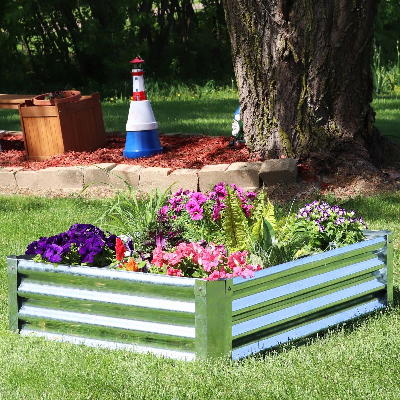 Sunnydaze Outdoor Lawn and Garden Galvanized Steel Rectangle Raised Vegetable Garden or Flower Bed Planter Kit - 22" - Silver, 3 of 12