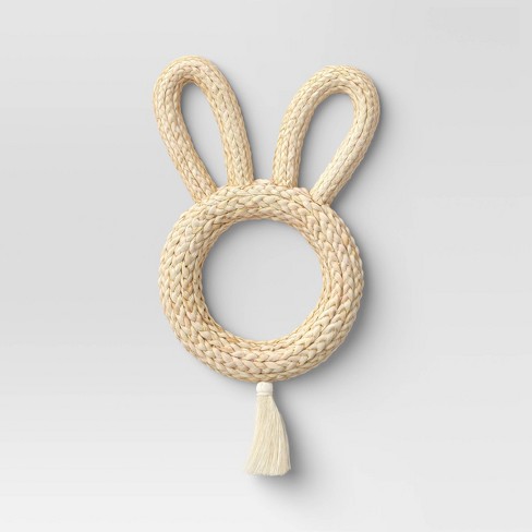 10" Artificial Woven Corn Husk Bunny Ear Wreath Cream - Opalhouse™ - image 1 of 3
