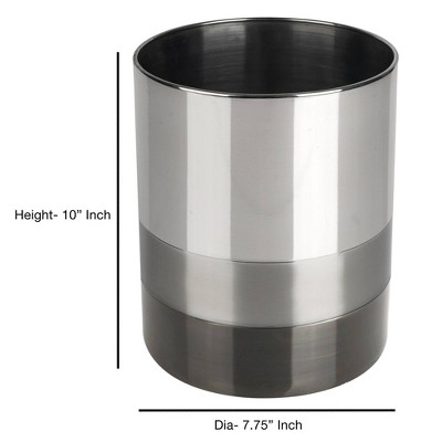Triune 3-Tone Stainless Steel Bathroom Wastebasket, 10.5" High