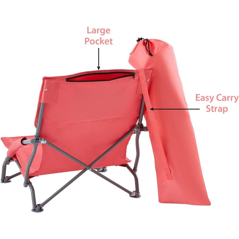 Maui and Sons Comfort Sling Back Bag Beach Camping Picnic Chair Coral, 3 of 8