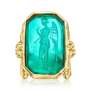 Ross-Simons Italian Tagliamonte Blue Venetian Glass Angel Ring in 18kt Gold Over Sterling - 1 of 4