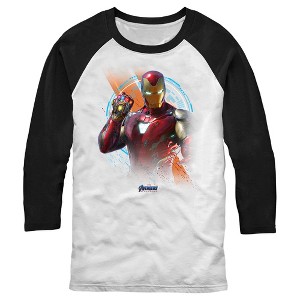 Men's Marvel Iron Man Time Travel Platform Logo Baseball Tee - 1 of 4