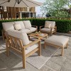 Outdoor 5 PCS Sectional Sofa Set, Low-Profile Design Sofa Set with Coffee Table, Acacia Wood Frame Sofa with Polyester Cushion-Coolbibila - 3 of 4