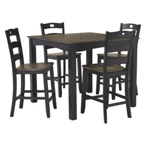Set of 5 Froshburg Square Counter Table Set Black/Brown - Signature Design by Ashley
