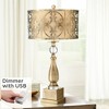 Possini Euro Design Traditional Table Lamp 30 1/2" with USB Dimmer Tall Brass Metal Candlestick Double Drum Shade for Bedroom Living Room House Home - 2 of 4