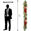 6ft Pre-Lit Christmas Garland with 20 Warm White LEDs, Flower & Bow Decor for Indoor/Outdoor Front Door and Mantle - 2 of 4