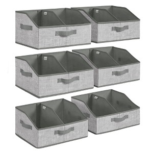 Set of 6 Foldable Storage Baskets with Handles and Divider, 15.7x11.8x7.9 Inch Fabric Organizer Bins for Closet Bedroom - 1 of 4