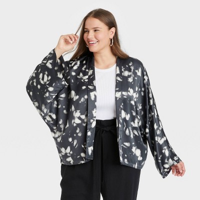 Women's Plus Size Floral Print Short Duster - A New Day™ One Size
