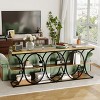 39 in Modern Console Table for Entryway, 3 Tier Wooden Sofa Table Behind Couch with Storage Shelves & Geometric Legs - 2 of 4