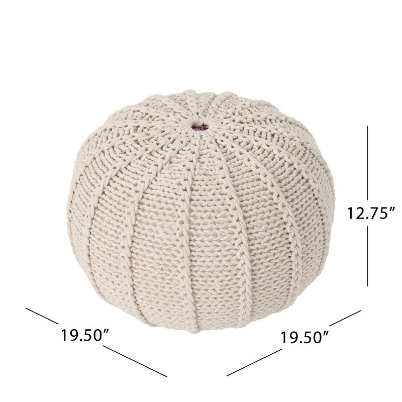 Corisande Knitted Cotton Pouf - Christopher Knight Home, 6 of 11