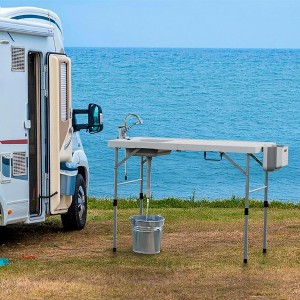Folding Fish Cleaning Table with Foldable Sink – Portable Camping Fillet Station, Faucet, Drainage Hose, Sprayer + Fish Cleaning Kit - 1 of 4