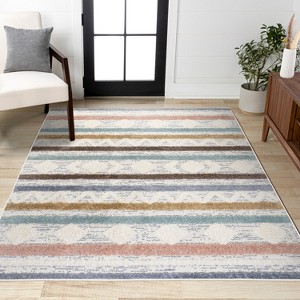 Faiza Moroccan Striped Geometric High-Low Area Rug - JONATHAN Y - 1 of 4