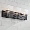 Possini Euro Design Trezza Modern Wall Light Matte Black Hardwire 24" 3-Light Fixture Clear Glass Panels for Bedroom Bathroom Vanity Reading House - 2 of 4