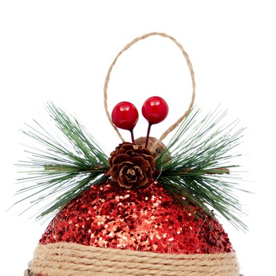 Rustic Red and White Plastic Christmas Ornaments Set