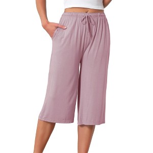 INSPIRE CHIC Women's High Waisted Pajama Shorts Viscose Comfy Soft Knee Length Long Shorts with Pockets - 1 of 4