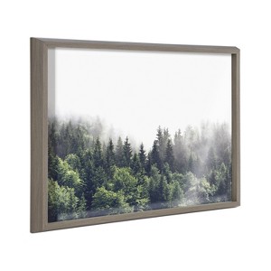 Kate & Laurel All Things Decor 18" x 24" Blake Lush Green Forest on a Foggy Day Framed Printed Glass - 1 of 4