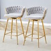 Cotton Linen Swivel Bar Stools Set of 2 with Anti-Slip Footrest and Electroplated Metal Frame for Restaurant, Bar, or Living Room - 2 of 4
