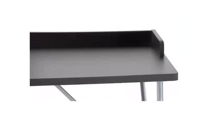 Flash Furniture Black Computer Desk with Raised Border and Silver Metal Frame, 2 of 9, play video