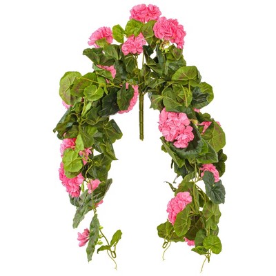 Artificial Geranium Hanging Bush (29") Pink - Vickerman
