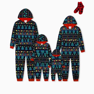 PATPAT Matching Family Christmas Pajamas Holiday Hooded Jumpsuit Sleepwear with Socks