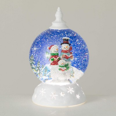 9.25"H Sullivans Christmas Lighted Snowman Shimmer Globe, Multicolor, Indoor Christmas Decor