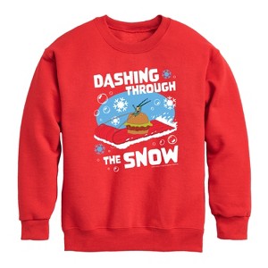 Boys' - SpongeBob SquarePants - Dashing Through The Snow Graphic Long Sleeve Fleece Sweatshirt - 1 of 4