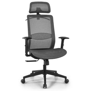 Tangkula High Back Mesh Office Chair Ergonomic Executive Chair Swivel Computer Task Chair w/ Headrest Black/ Gray