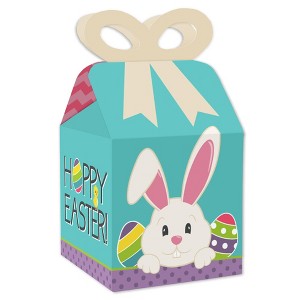 Big Dot of Happiness Hippity Hoppity - Square Favor Gift Boxes - Easter Bunny Party Bow Boxes - Set of 12 - 1 of 4