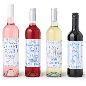 Big Dot of Happiness Last Toast on the Coast Wine Bottle Label Stickers, Beach Bachelorette Party Décor for Bridal Shower Favors - Set of 4 Stickers - 1 of 4