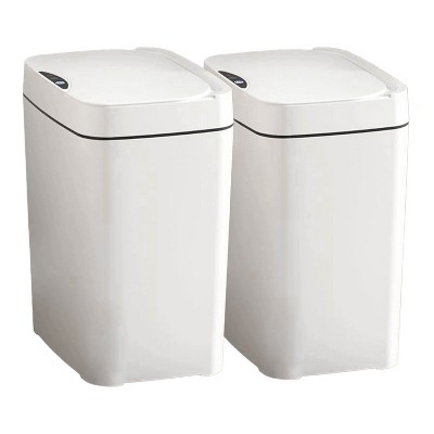 Aoibox 2 Pack 2.7 Gal Bathroom Trash Can with Lid, Automatic Touchless Smart Garbage Can, Slim Motion Sensor Waterproof Plastic Bin for Kitchen Toilet