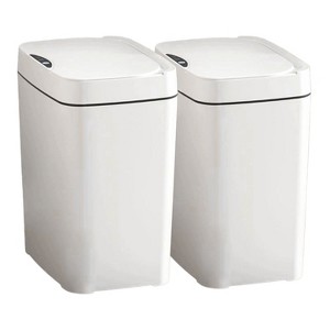 Aoibox 2 Pack 2.7 Gal Bathroom Trash Can with Lid, Automatic Touchless Smart Garbage Can, Slim Motion Sensor Waterproof Plastic Bin for Kitchen Toilet - 1 of 4