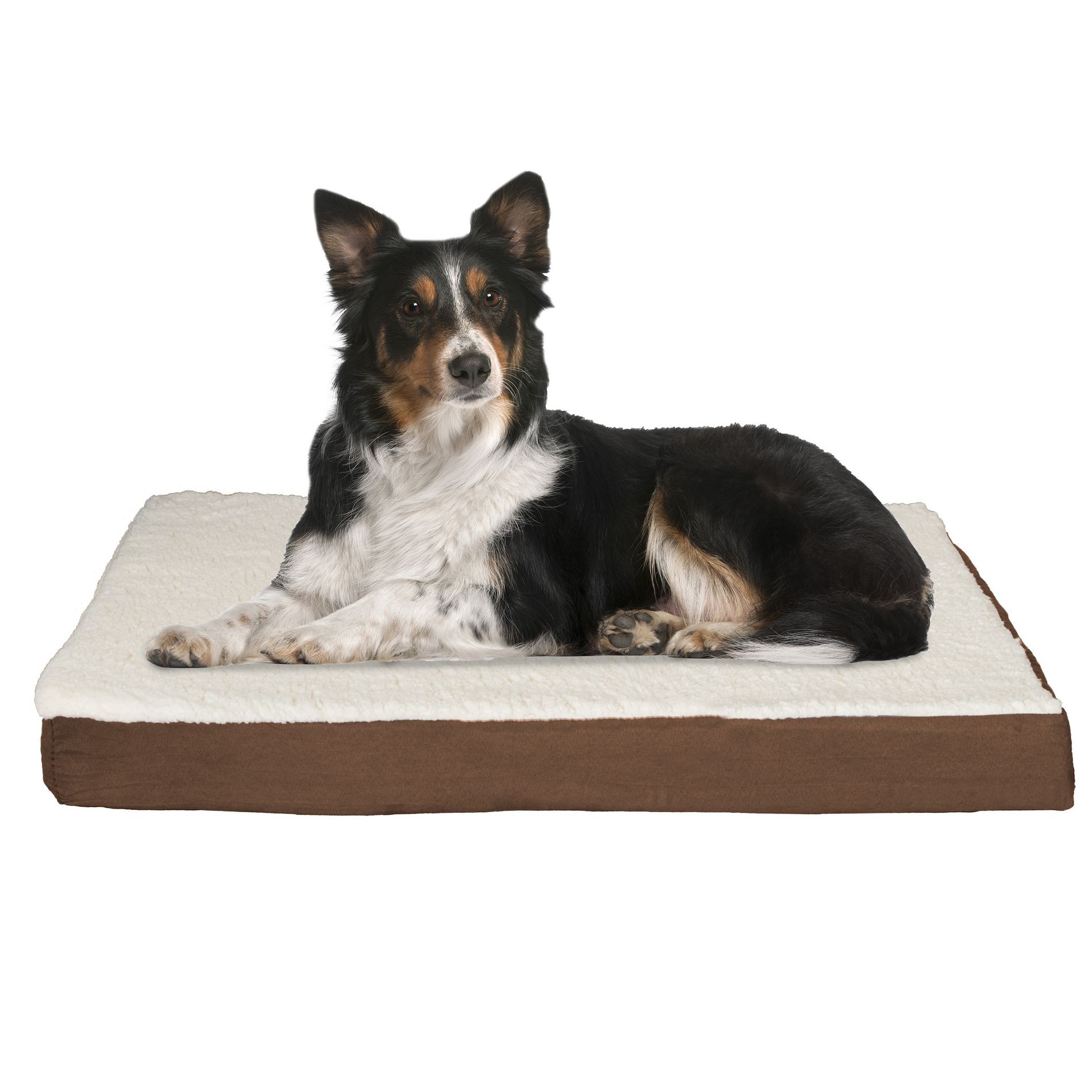 Orthopedic Dog Bed - 2-Layer Memory Foam Crate Mat with Machine Washable Cover - 36x27 Pet Bed for Large Dogs Up to 65lbs by PETMAKER (Brown)